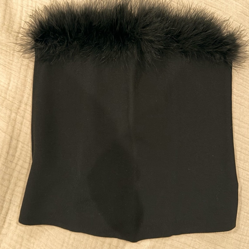 Flynn Skye Black Strapless Top with Feather Accent